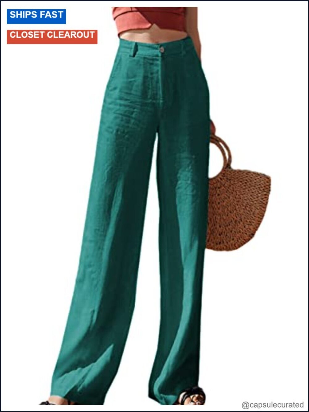 High Waisted Wide Leg Pants Button Up Straight Leg Trousers Casual Dress